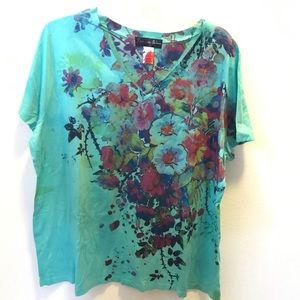 Floral teal T-shirt
